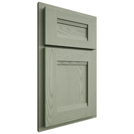 Shiloh Cabinetry Partial Overlay Bristol Red Oak Plain Cut Moss Door