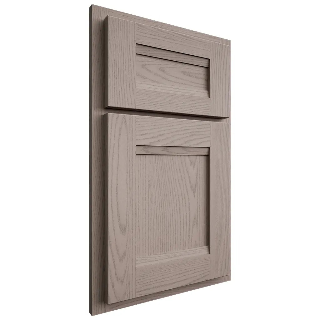 Shiloh Cabinetry Partial Overlay Bristol Red Oak Plain Cut Sterling Door
