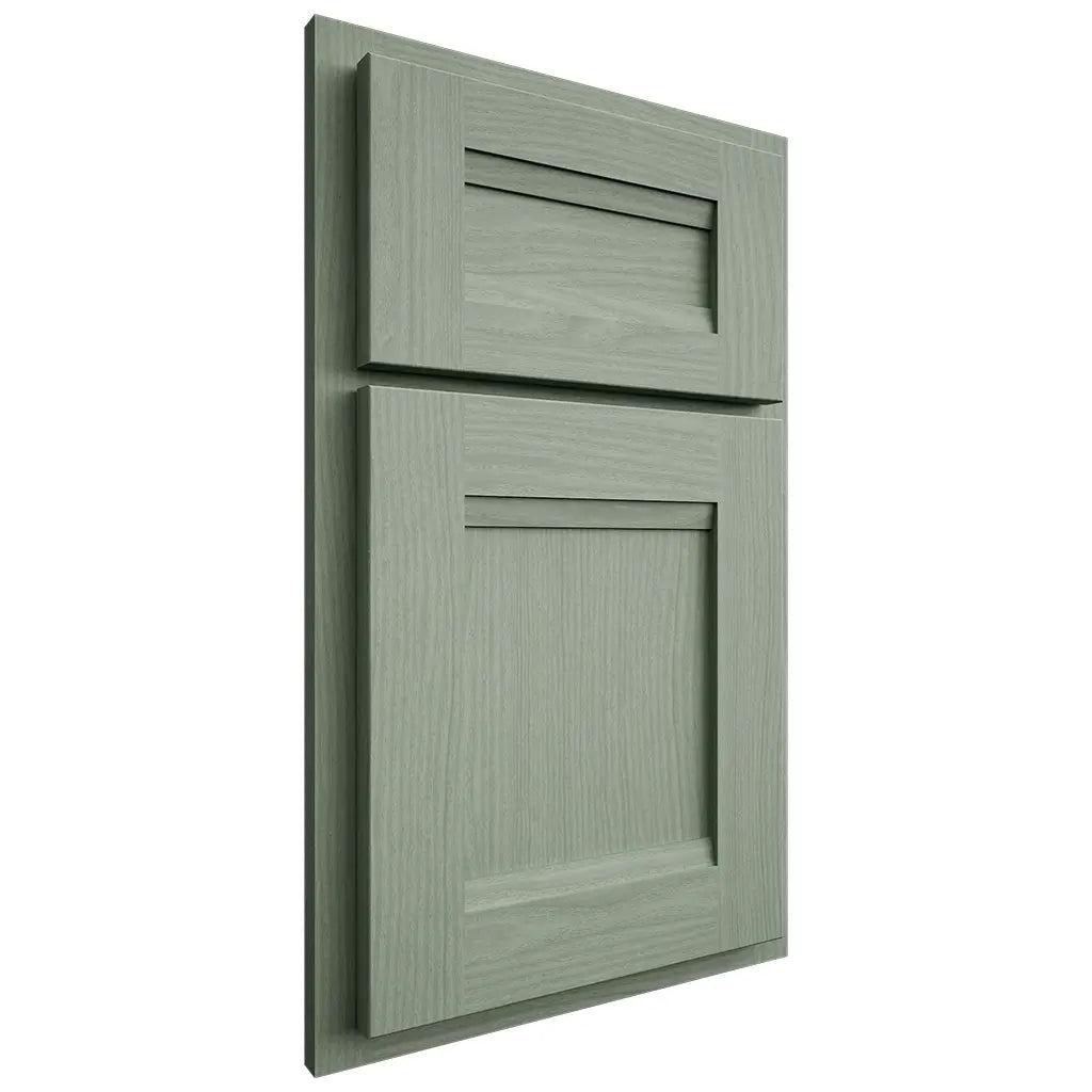 Shiloh Cabinetry Partial Overlay Bristol White Oak Plain Cut Moss Door