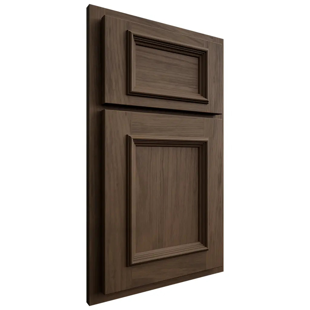 Shiloh Cabinetry Partial Overlay Charleston Alder Plain Cut Caviar Door