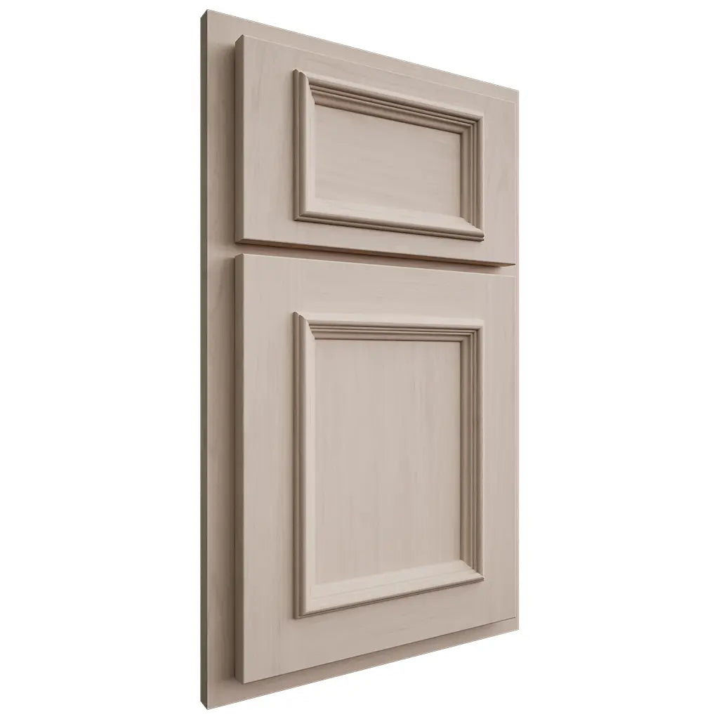 Shiloh Cabinetry Partial Overlay Charleston Alder Plain Cut White Sands Door
