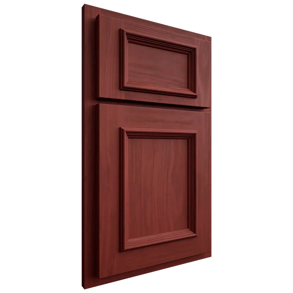 Shiloh Cabinetry Partial Overlay Charleston Cherry Plain Cut Red Door