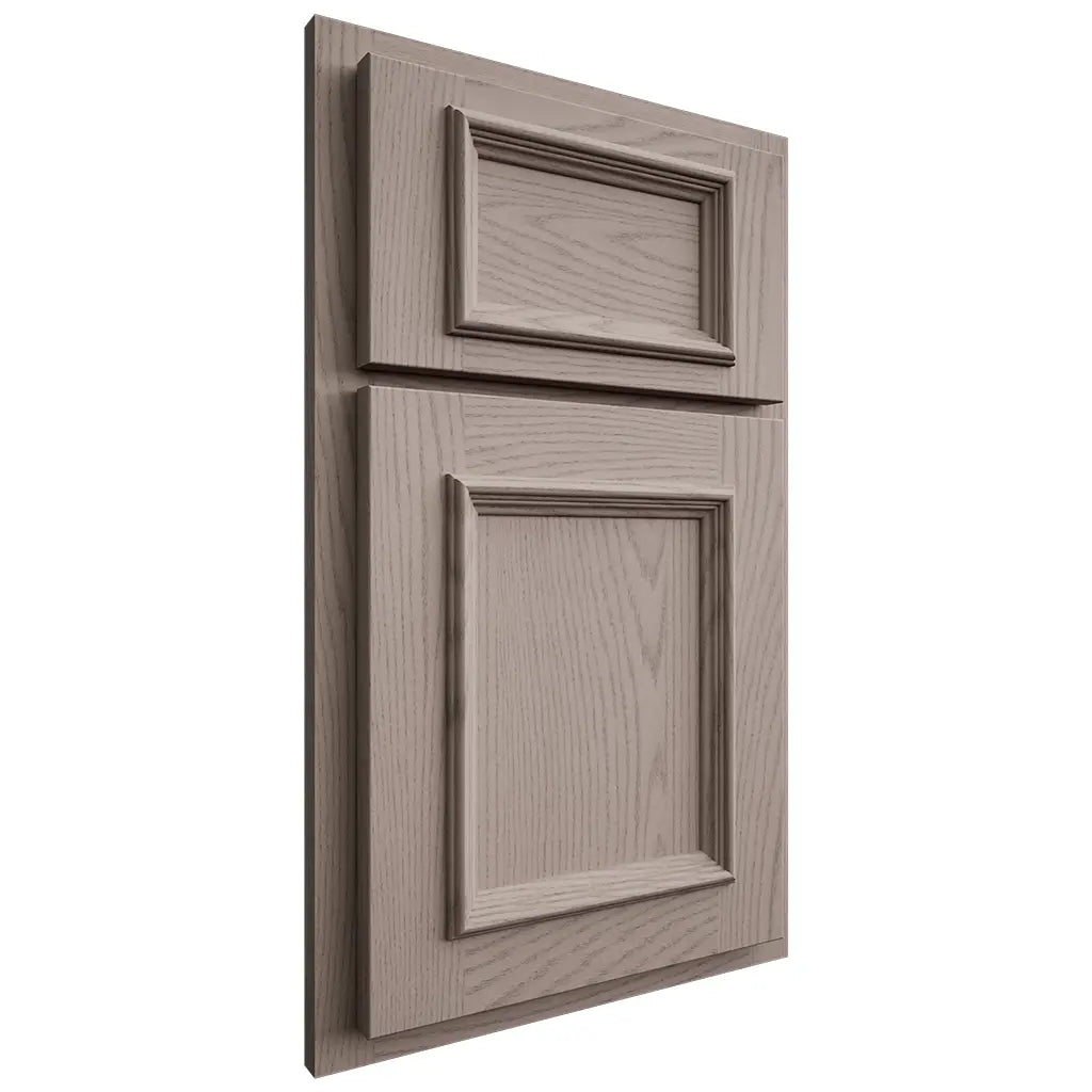 Shiloh Cabinetry Partial Overlay Charleston Red Oak Plain Cut Sterling Door
