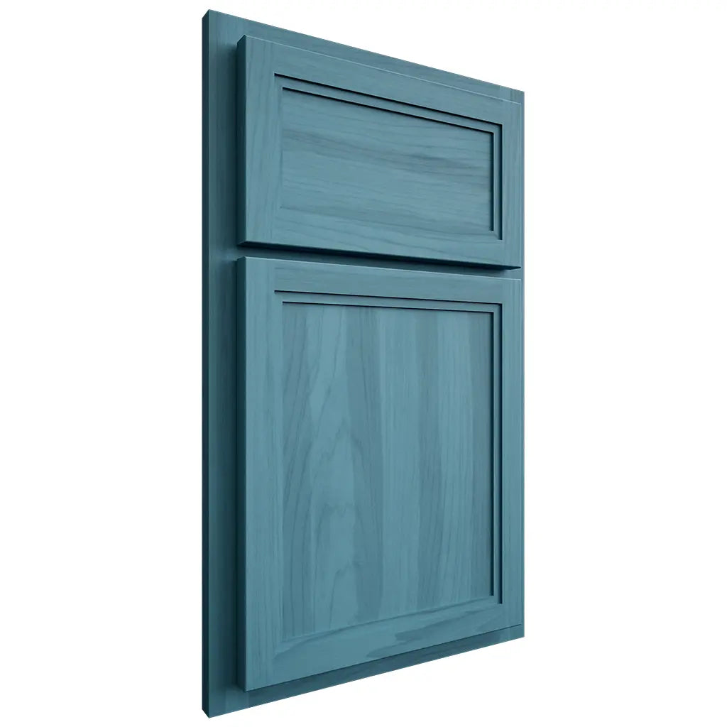 Shiloh Cabinetry Partial Overlay Concord Hickory Plain Cut Aqua Door