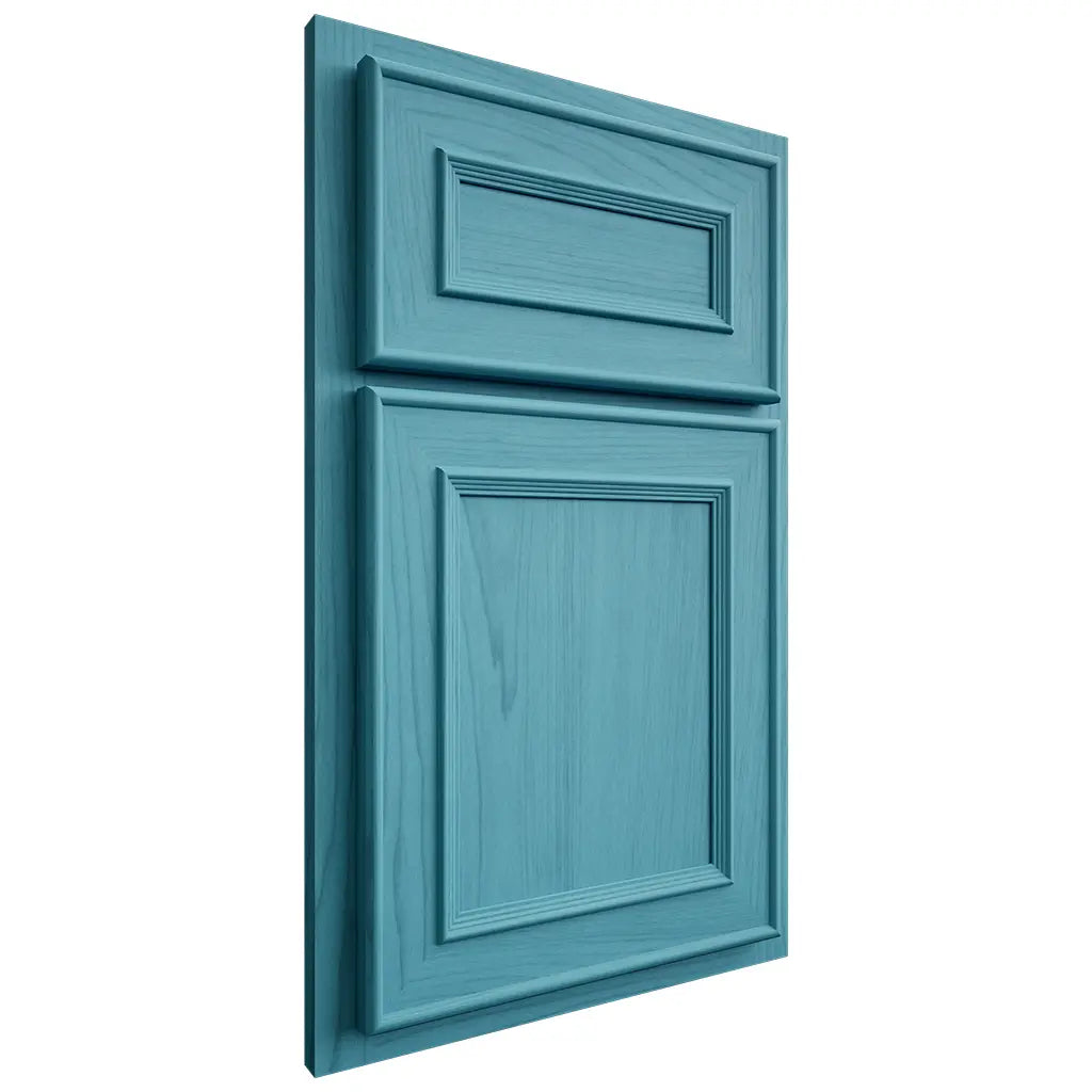 Shiloh Cabinetry Partial Overlay Dalton Alder Plain Cut Aqua Door