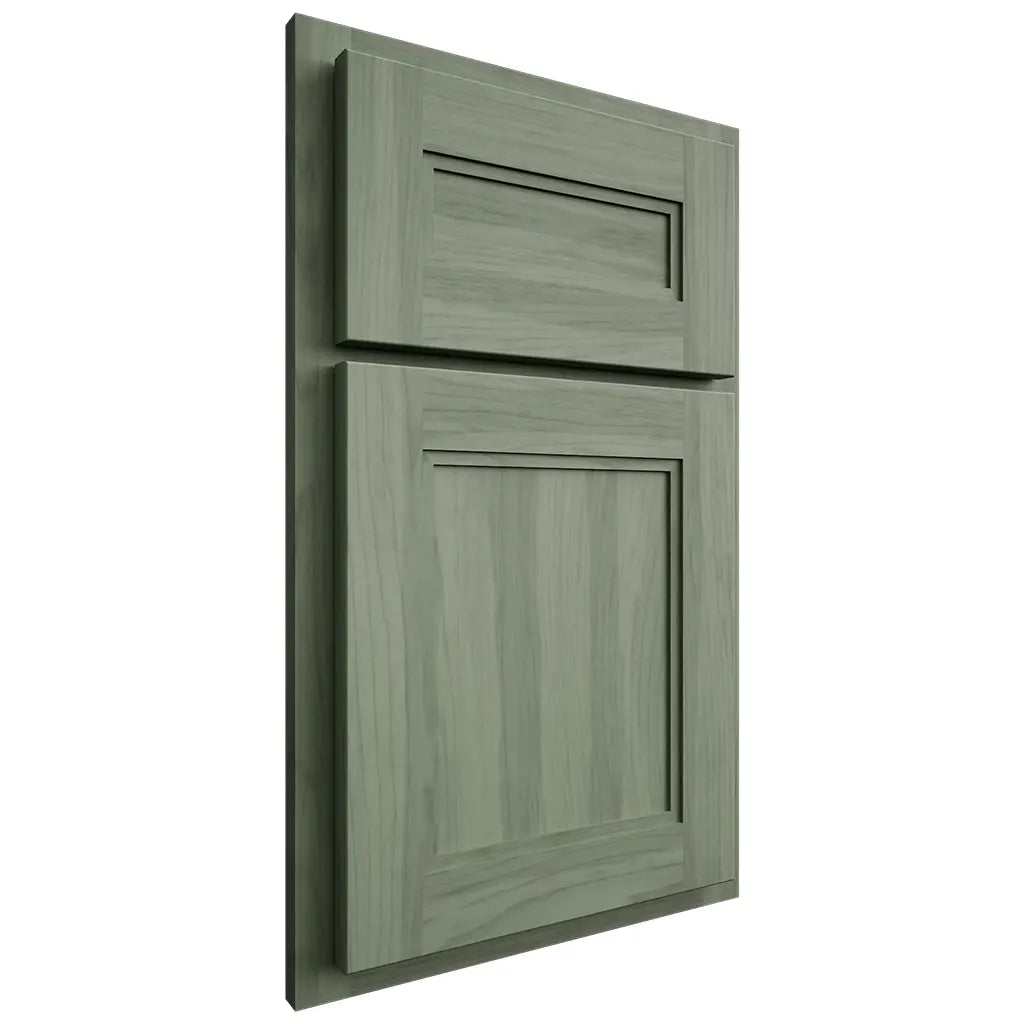 Shiloh Cabinetry Partial Overlay Dalton Hickory Plain Cut Moss Door