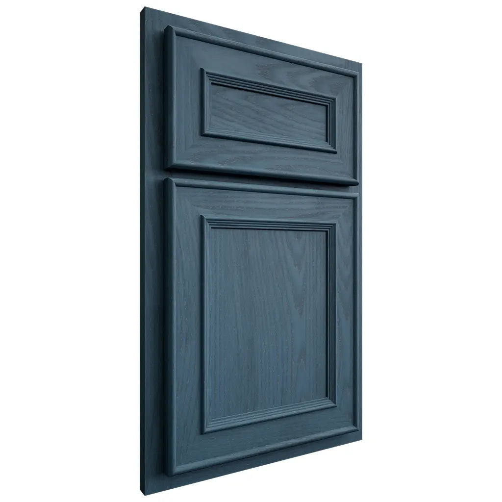 Shiloh Cabinetry Partial Overlay Dalton Red Oak Plain Cut Hudson Door