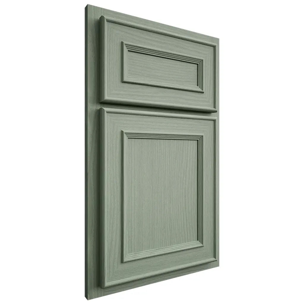 Shiloh Cabinetry Partial Overlay Dalton White Oak Plain Cut Moss Door