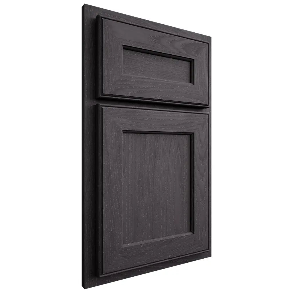 Shiloh Cabinetry Partial Overlay Essex Red Oak Plain Cut Harbor Door