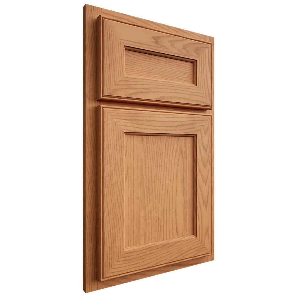 Shiloh Cabinetry Partial Overlay Essex Red Oak Plain Cut Medium Door