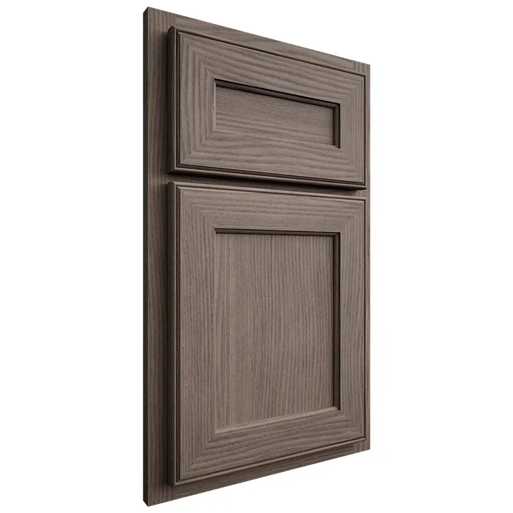Shiloh Cabinetry Partial Overlay Essex White Oak Plain Cut Clay Door