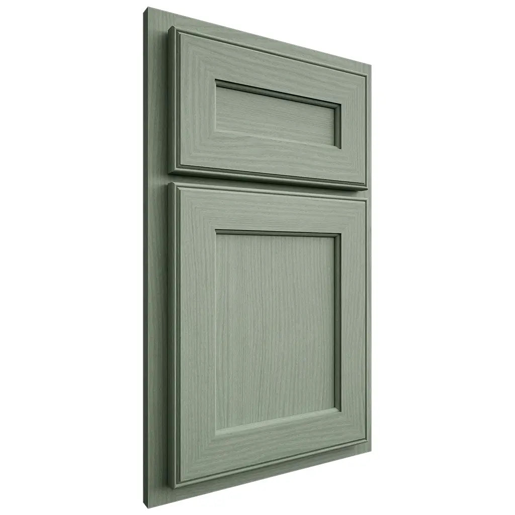 Shiloh Cabinetry Partial Overlay Essex White Oak Plain Cut Moss Door