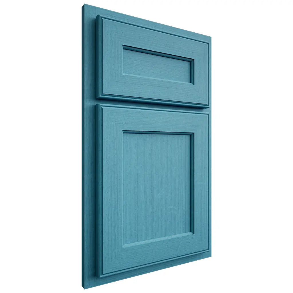 Shiloh Cabinetry Partial Overlay Essex White Oak Quarter Sawn Aqua Door