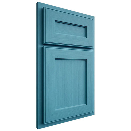 Shiloh Cabinetry Partial Overlay Essex White Oak Rift Cut Aqua Door