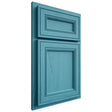 Shiloh Cabinetry Partial Overlay Glenbrook Alder Plain Cut Aqua Door