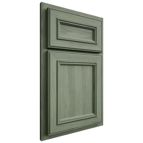 Shiloh Cabinetry Partial Overlay Glenbrook Hickory Plain Cut Moss Door