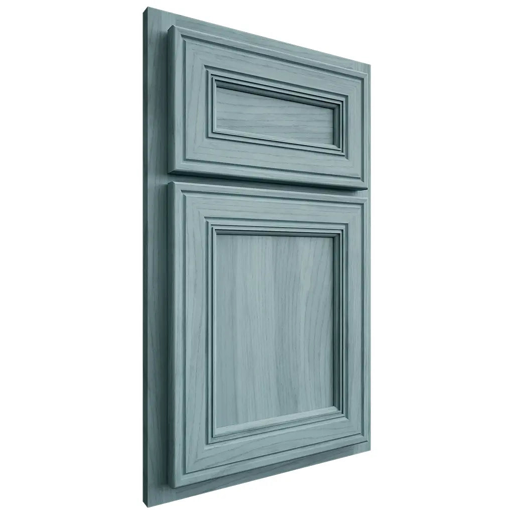 Shiloh Cabinetry Partial Overlay Glenbrook Hickory Plain Cut Sky Door