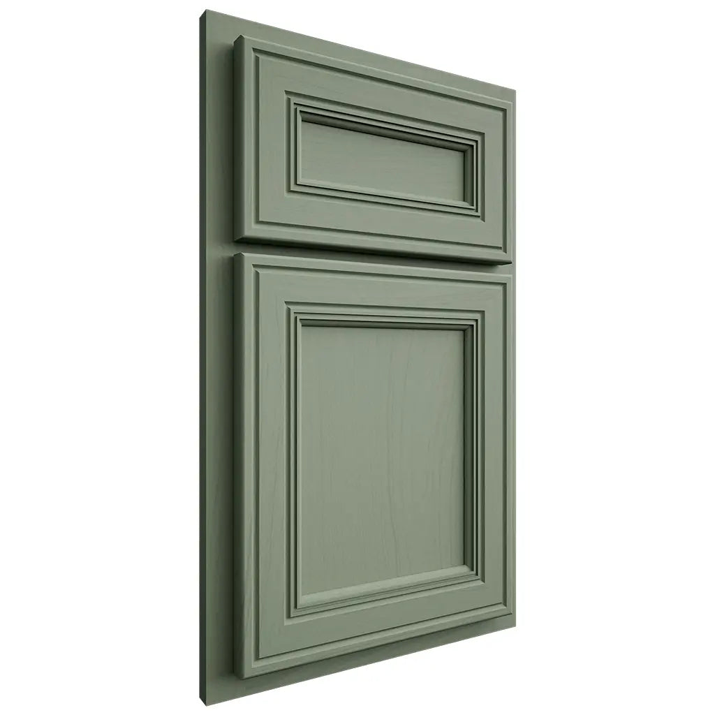 Shiloh Cabinetry Partial Overlay Glenbrook Poplar Plain Cut Moss Door