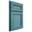 Shiloh Cabinetry Partial Overlay Glenbrook Red Oak Plain Cut Aqua Door