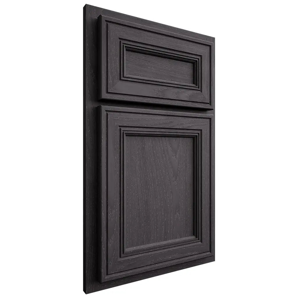 Shiloh Cabinetry Partial Overlay Glenbrook Red Oak Plain Cut Harbor Door