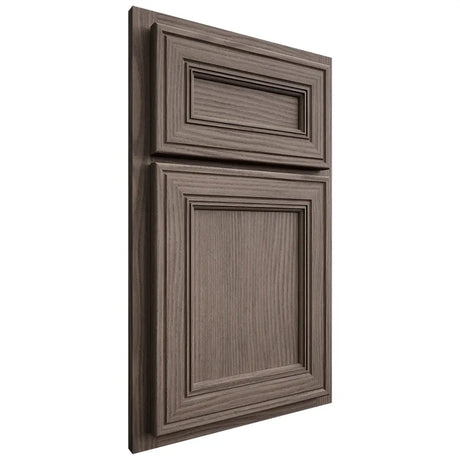 Shiloh Cabinetry Partial Overlay Glenbrook White Oak Plain Cut Clay Door