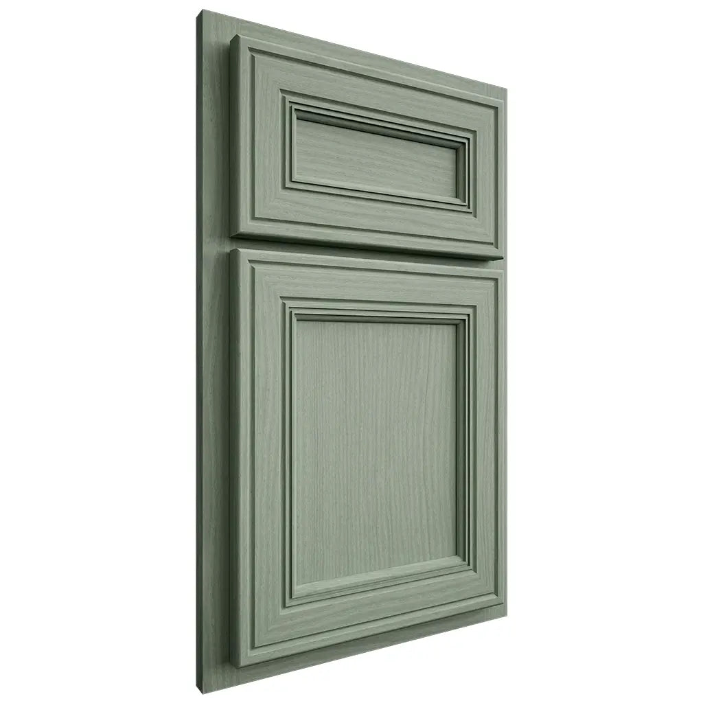 Shiloh Cabinetry Partial Overlay Glenbrook White Oak Plain Cut Moss Door
