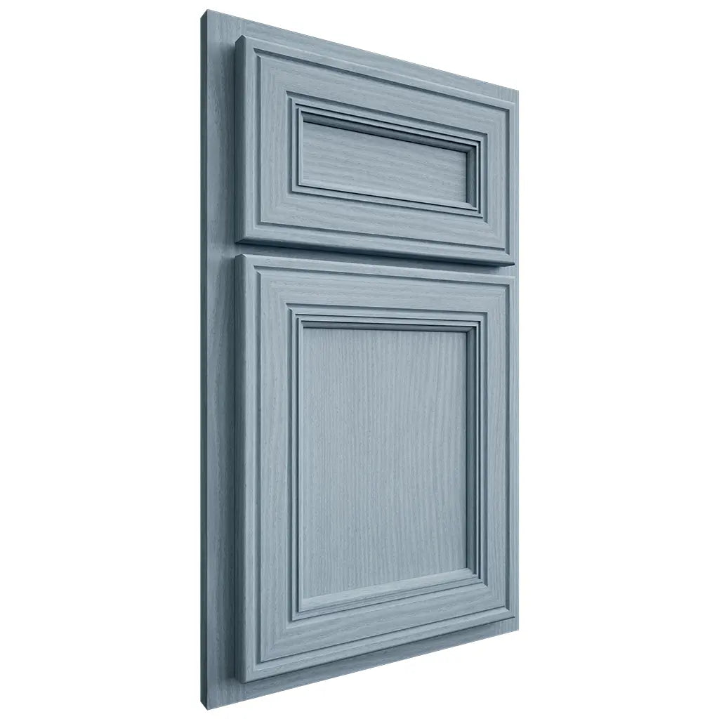 Shiloh Cabinetry Partial Overlay Glenbrook White Oak Plain Cut Sky Door