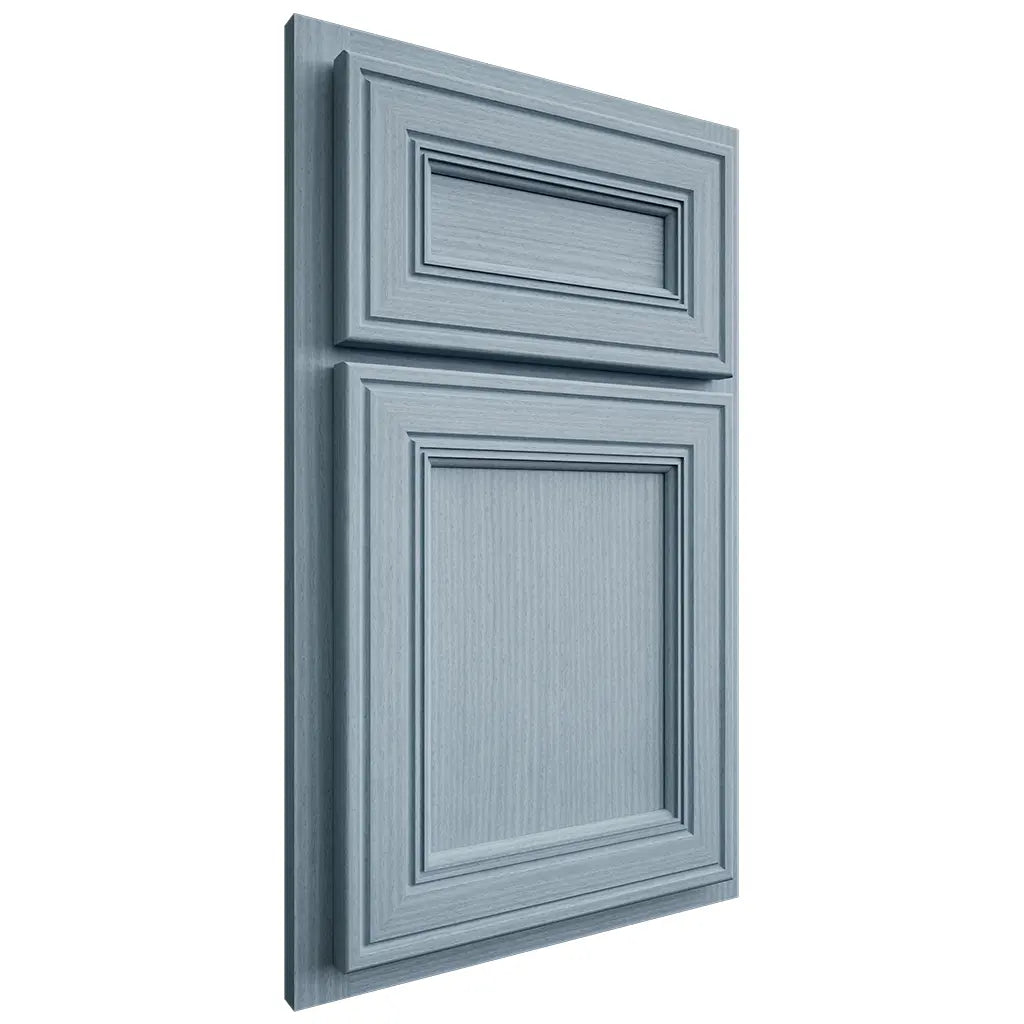Shiloh Cabinetry Partial Overlay Glenbrook White Oak Rift Cut Sky Door