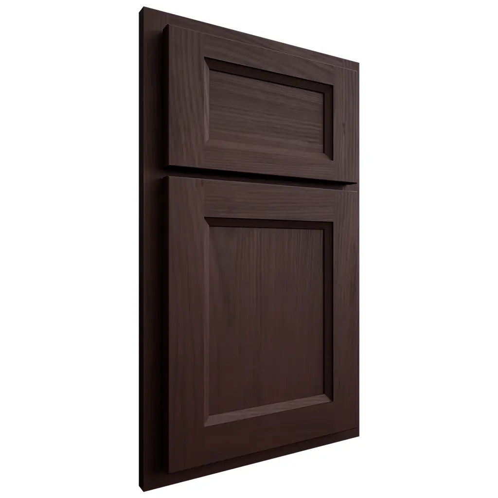 Shiloh Cabinetry Partial Overlay Greensboro Alder Plain Cut Bistre Door