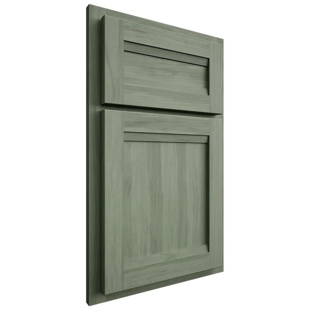 Shiloh Cabinetry Partial Overlay Greensboro Hickory Plain Cut Moss Door