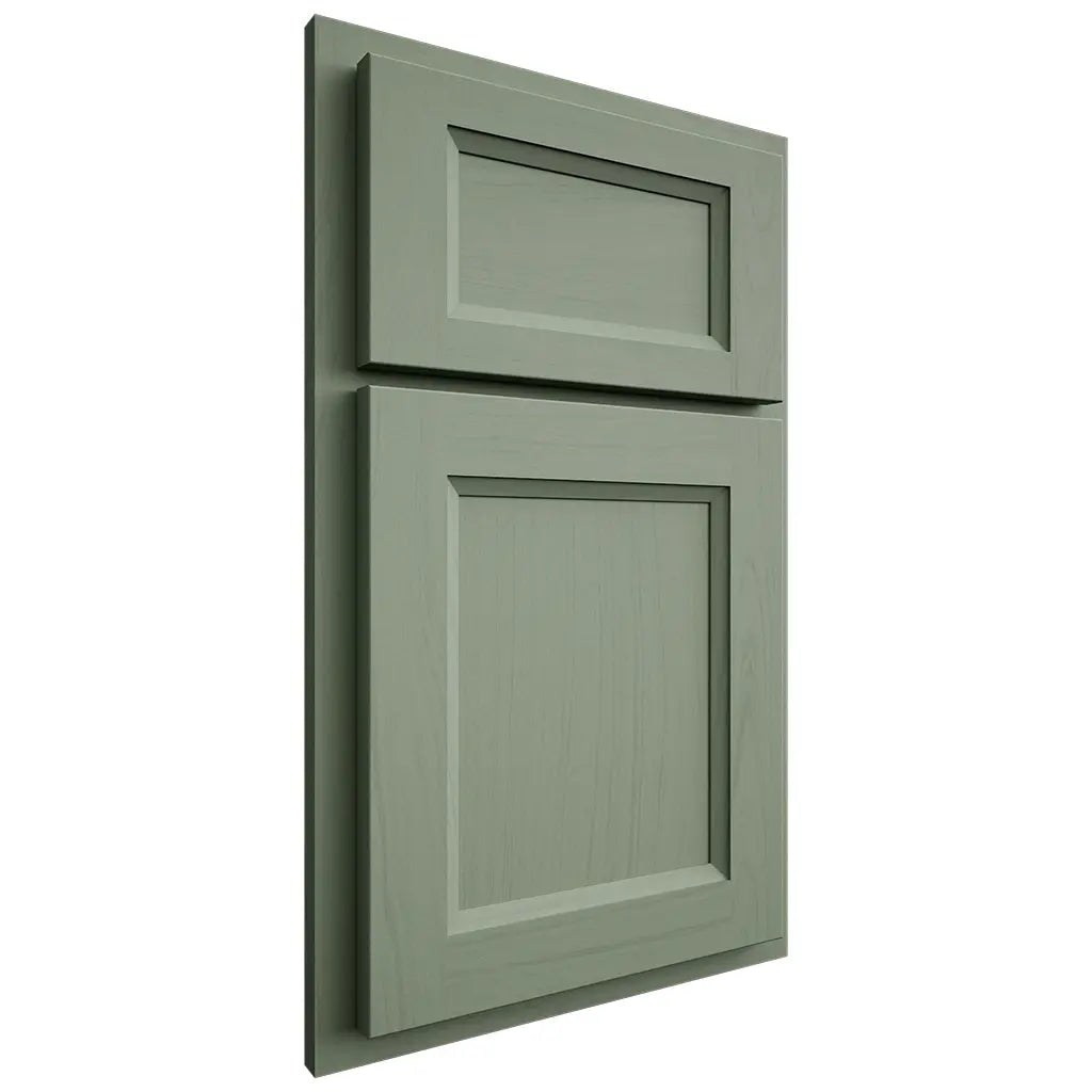 Shiloh Cabinetry Partial Overlay Greensboro Poplar Plain Cut Moss Door