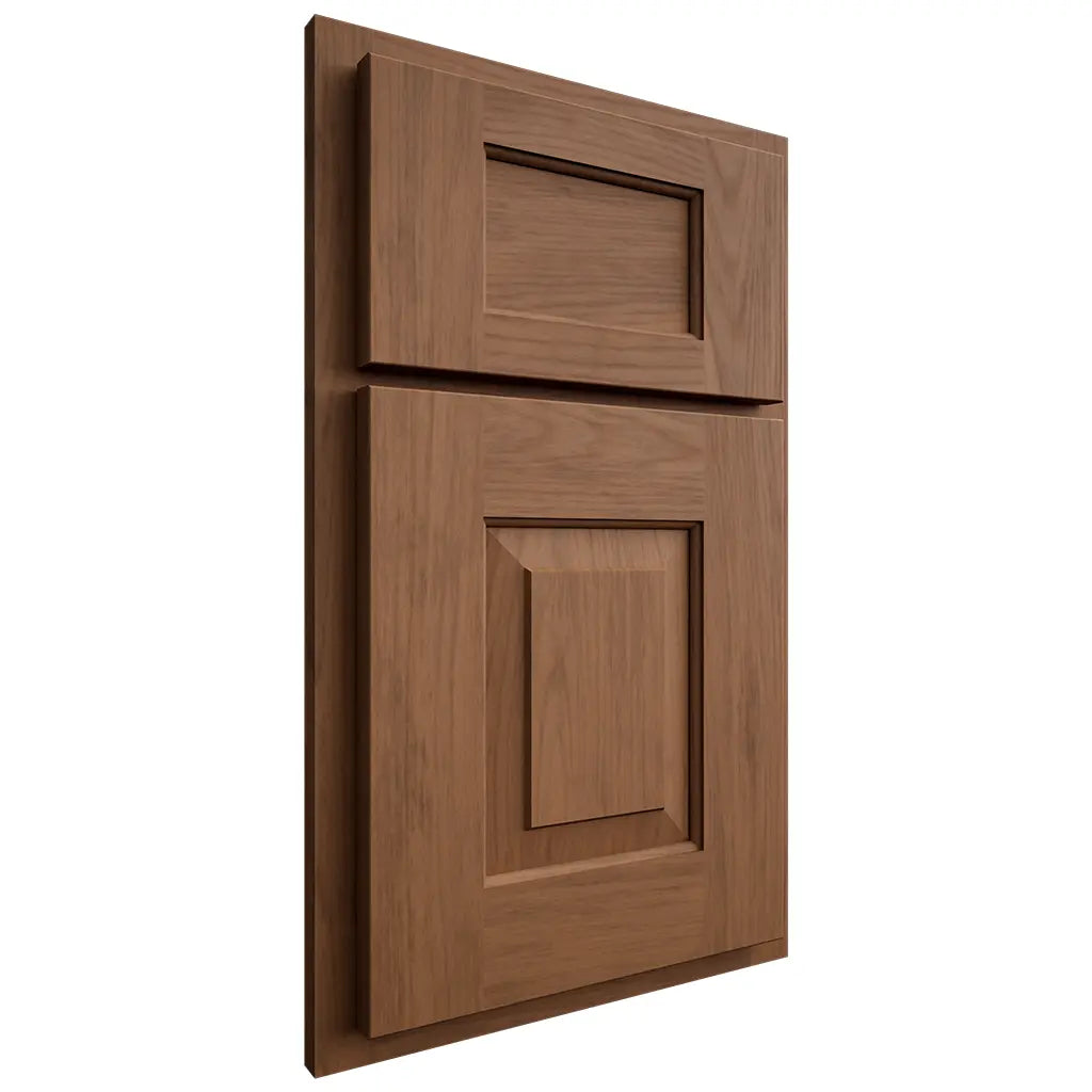 Shiloh Cabinetry Partial Overlay Hamlin Alder Plain Cut Walnut Door