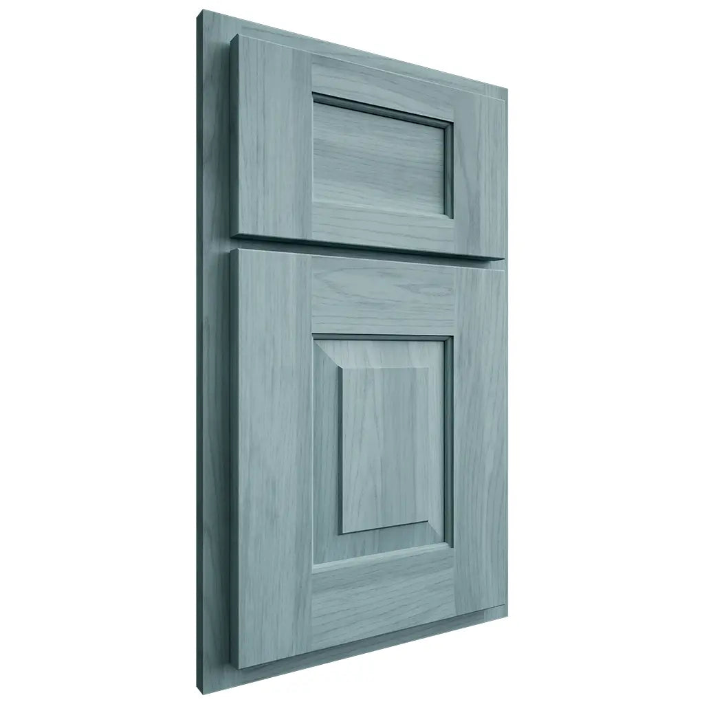 Shiloh Cabinetry Partial Overlay Hamlin Hickory Plain Cut Sky Door