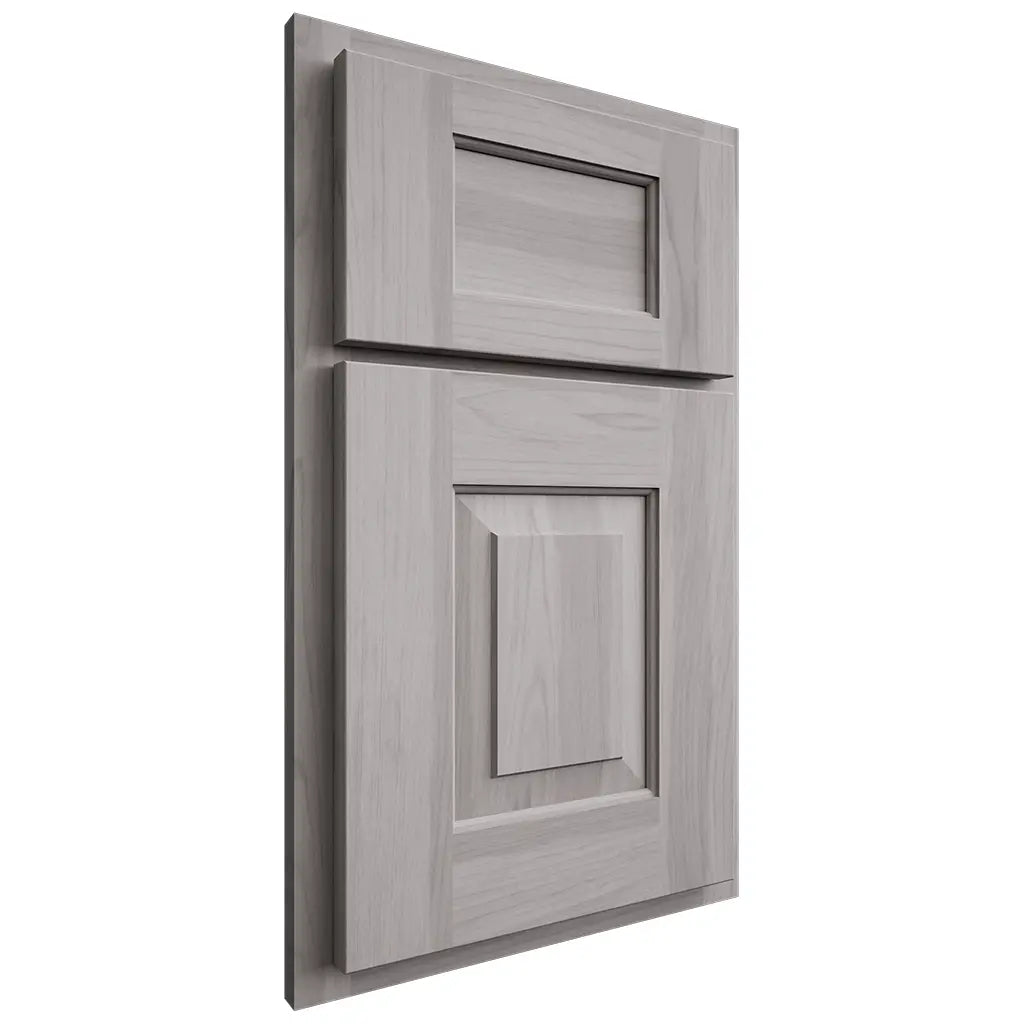 Shiloh Cabinetry Partial Overlay Hamlin Hickory Plain Cut Stratus Door