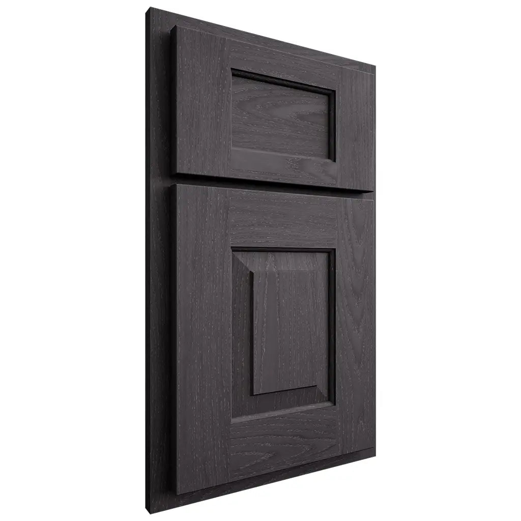 Shiloh Cabinetry Partial Overlay Hamlin Red Oak Plain Cut Harbor Door