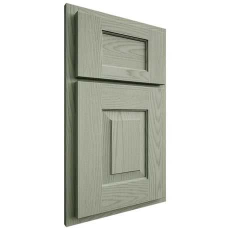 Shiloh Cabinetry Partial Overlay Hamlin Red Oak Plain Cut Moss Door