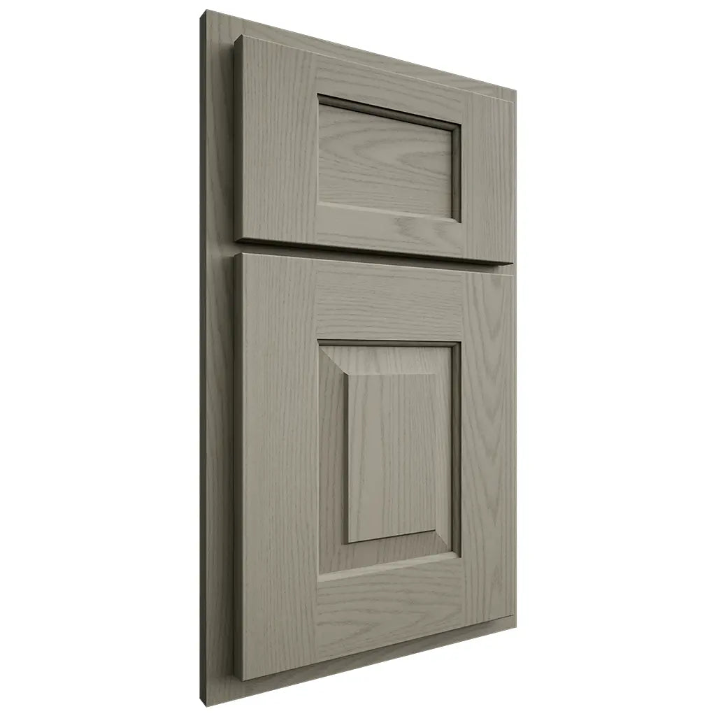 Shiloh Cabinetry Partial Overlay Hamlin Red Oak Plain Cut Thyme Door