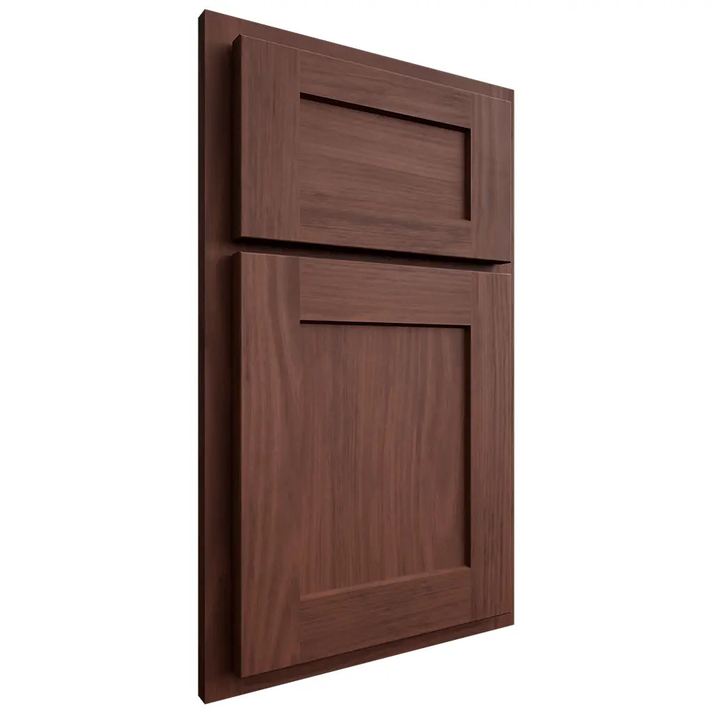 Shiloh Cabinetry Partial Overlay Hanover Cherry Plain Cut Bourbon Door