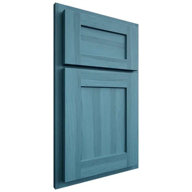 Shiloh Cabinetry Partial Overlay Hanover Hickory Plain Cut Aqua Door