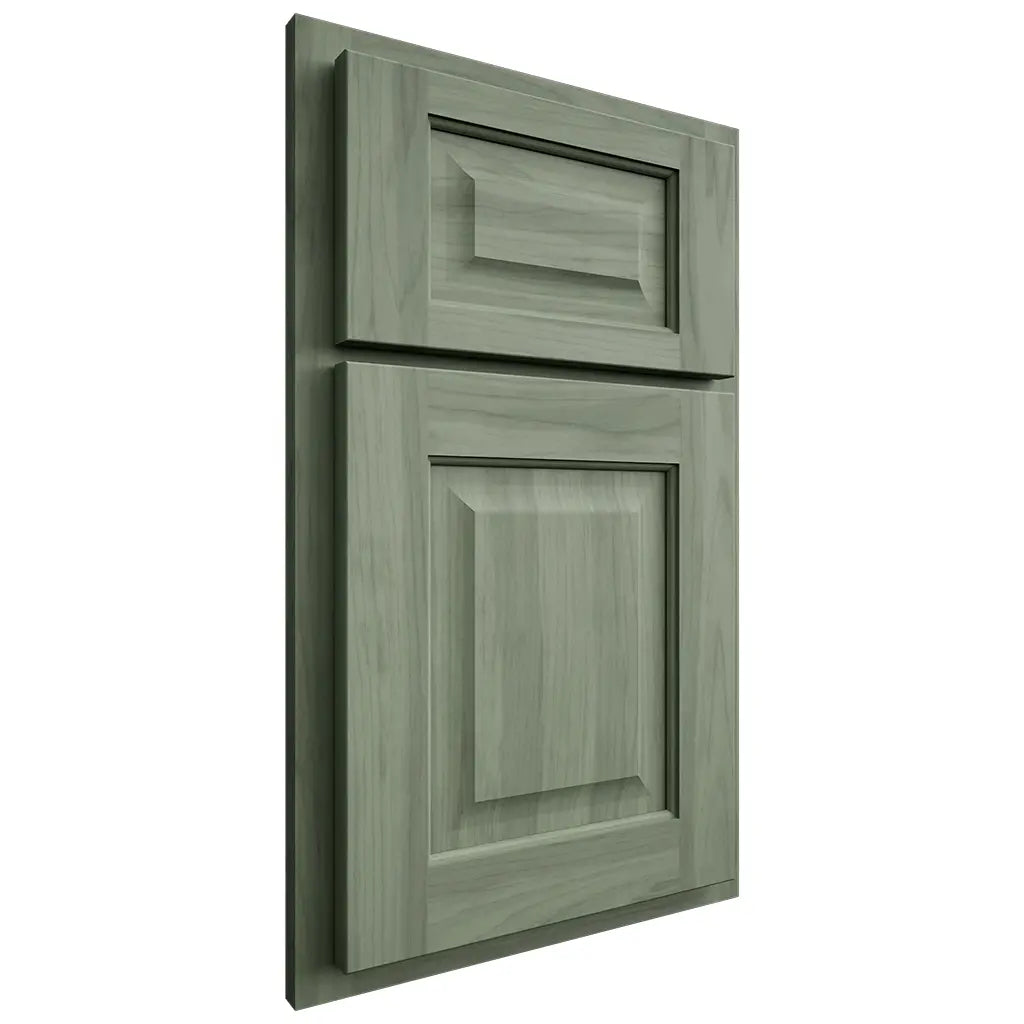 Shiloh Cabinetry Partial Overlay Hanover Hickory Plain Cut Moss Door