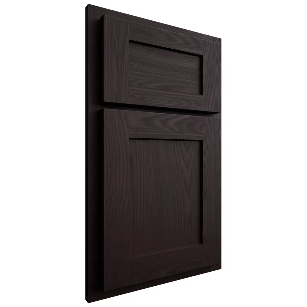 Shiloh Cabinetry Partial Overlay Hanover Red Oak Plain Cut Espresso Door
