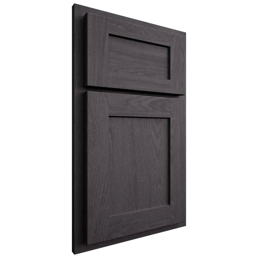 Shiloh Cabinetry Partial Overlay Hanover Red Oak Plain Cut Harbor Door