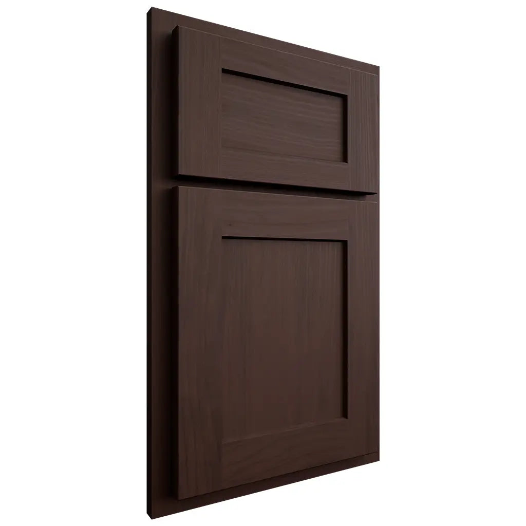 Shiloh Cabinetry Partial Overlay Hanover Walnut Plain Cut Bison Door
