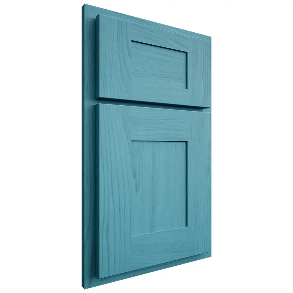 Shiloh Cabinetry Partial Overlay Hartford Alder Plain Cut Aqua Door