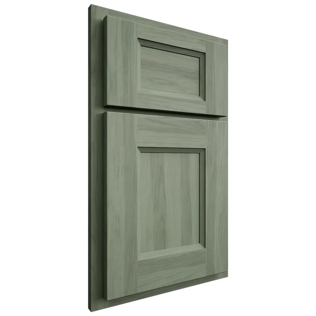 Shiloh Cabinetry Partial Overlay Hartford Hickory Plain Cut Moss Door