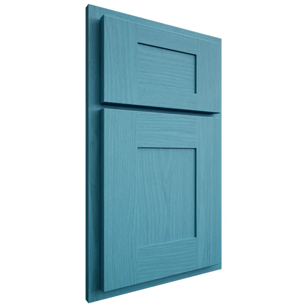 Shiloh Cabinetry Partial Overlay Hartford White Oak Plain Cut Aqua Door