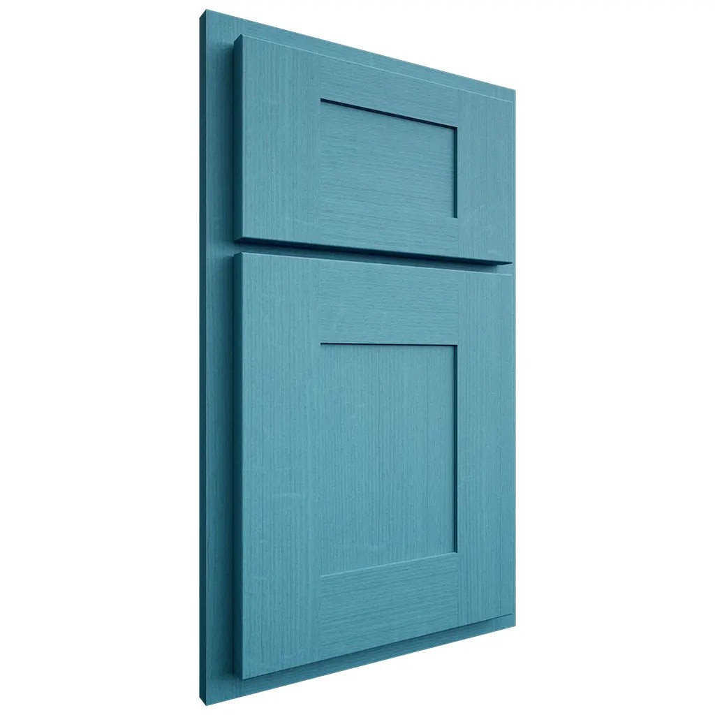 Shiloh Cabinetry Partial Overlay Hartford White Oak Quarter Sawn Aqua Door