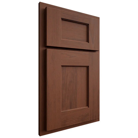 Shiloh Cabinetry Partial Overlay Heritage Walnut Plain Cut Rye Door