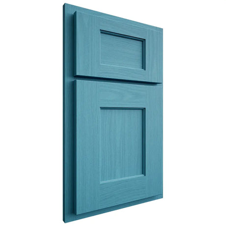 Shiloh Cabinetry Partial Overlay Heritage White Oak Plain Cut Aqua Door