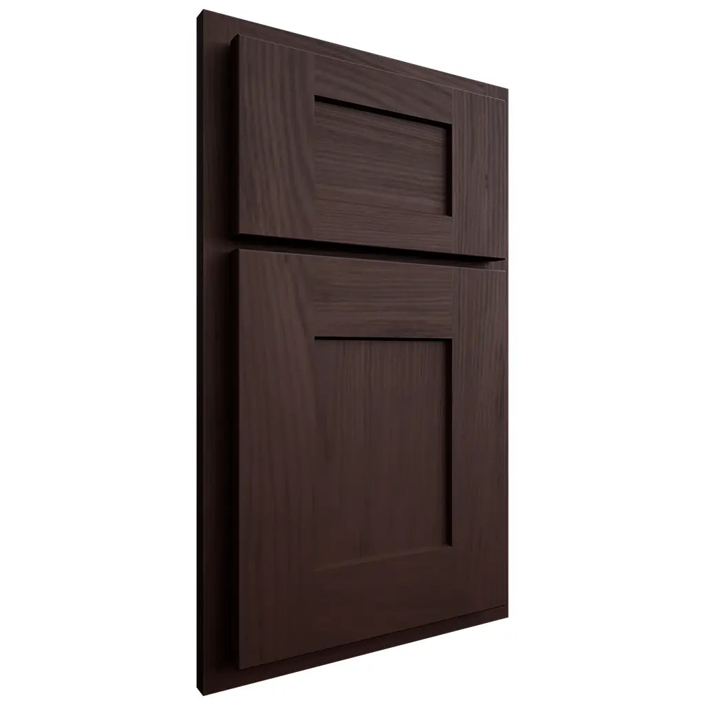 Shiloh Cabinetry Partial Overlay Lancaster Alder Plain Cut Bistre Door